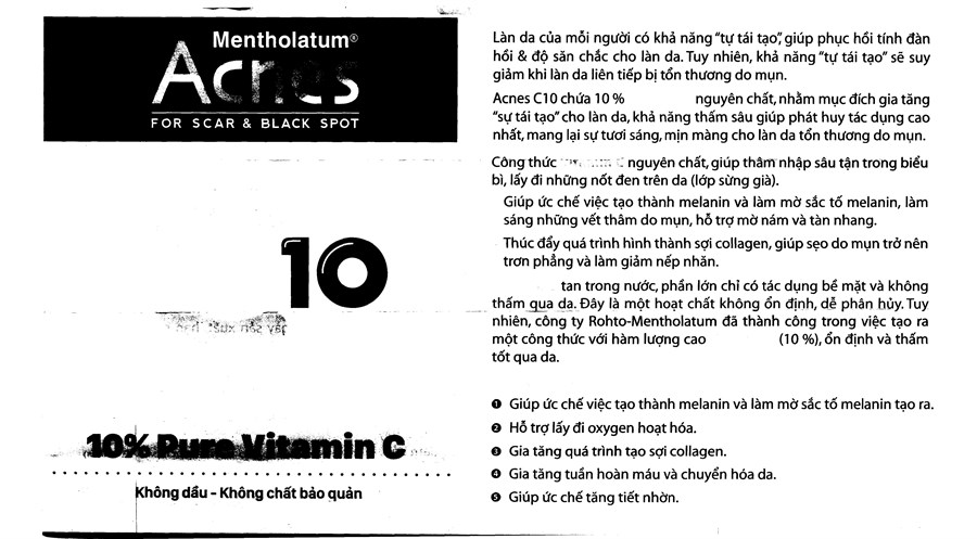 Serum Acnes C10 làm mờ thâm nám, sáng da
